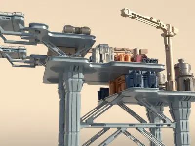 Sci-fi OilRig for 3Dprint 3D print model