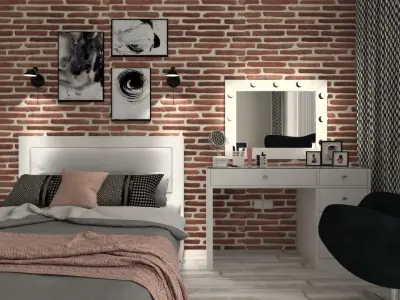 Modern Teen Bedroom Interior Scene 3D model