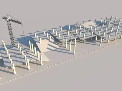 Construction zone Low-poly 3D model