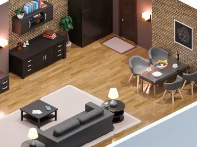 Room 25 Low-poly 3D model