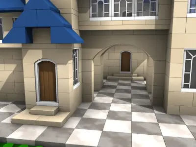 Lego-compatible style bricks castle 3D model