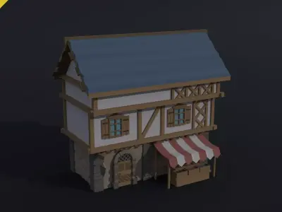 Cartoon medieval house 4 Polygonal Style Low-poly 3D model