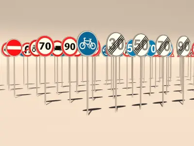 115 Traffic Signs Low-poly 3D model