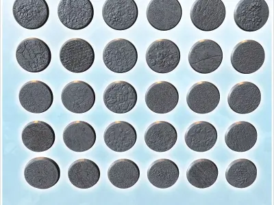 Set of 29 round bases 2 - Modern WW2 WW1 World War Diaroma Warga 3D print model
