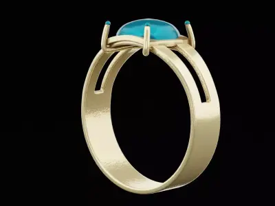 Blue Pendant Ring Low-poly 3D model