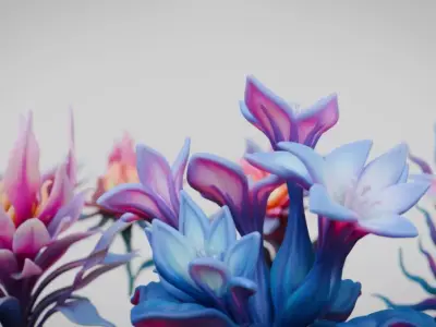 Stylized Alien Flowers  Low-poly 3D model