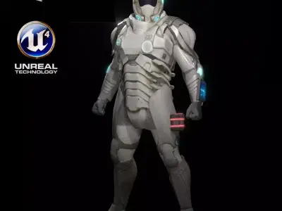 Space combat suit Low-poly 3D model