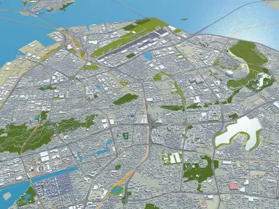 Xiamen Fujian China 50km AI Low-poly 3D model