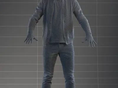 Rigged 3D male in casual attire Low-poly 3D model