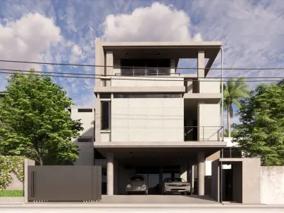 Tropical House Exterior and Interior Scene 3D model Low-poly 3D model