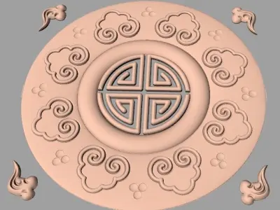 Furniture decoration round flower 3D STL model for CNC E941 3D model