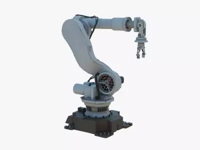 Industrial Robot Arm White Rust Low-poly 3D model