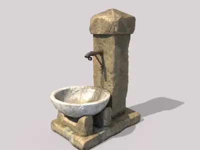 Old Stone Fountain Low-poly 3D model