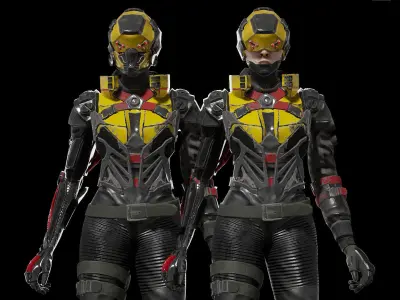 Cyberpunk Girl Character Low-poly 3D model