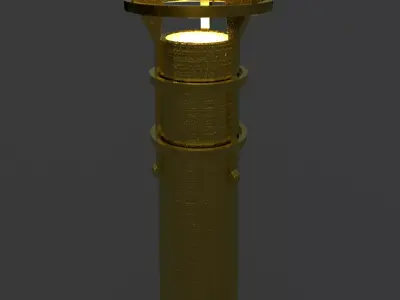 Lamppost golden light pole 3D model