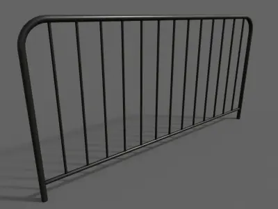 PBR Pedestrian Guard Rail Black V1 Low-poly 3D model