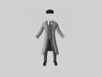 Gentleman Outfit 07 - Light Gray - Character Design Fashion Low-poly 3D model