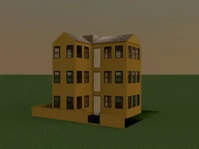 2-floor tall beutiful goldern brown building code - 105 Free 3D print model
