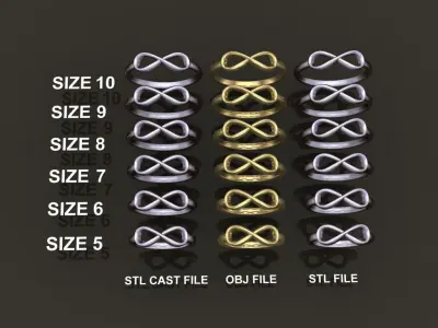 Infinity Band Ring Mix Size 3D print model