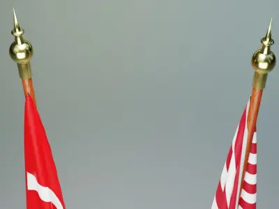 Turkish and American Flagpoles Free low-poly 3D model