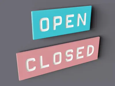 Signboard Open and Closed Low-poly 3D model
