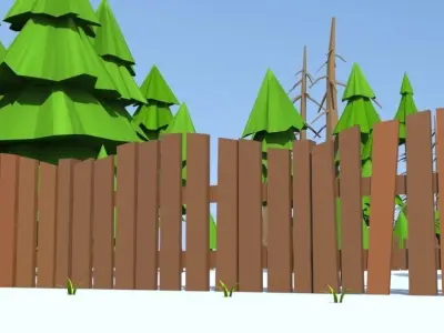 Fences - Toon Low-poly 3D model