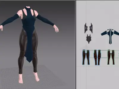 Female fantasy costume 3D model