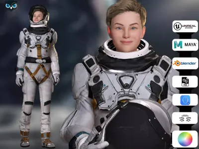 Elite Space Explorer Rigged Astronaut Model Low-poly 3D model