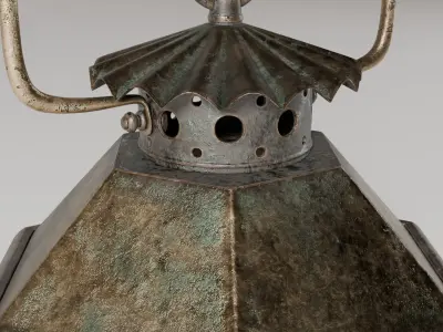 Rusty brass candle lantern 3D model