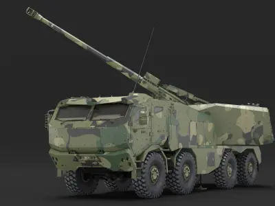  Artillery Self Propelled Howitzer in Full Readiness 