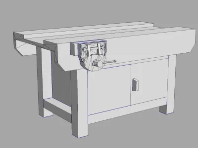 Workbench wooden with knob Low-poly 3D model