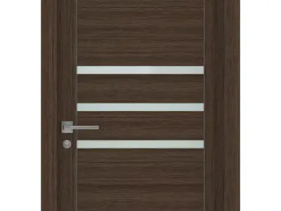 Door-057 wooden door with glass panels 3D model