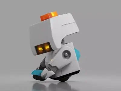 sci-fi cleaner robot rigged animated character 3D model