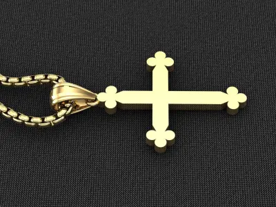 High Cross Pendant Light Gold 18K 3CP070 3D model