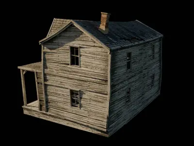 Abandoned House with Interior Low-poly 3D model