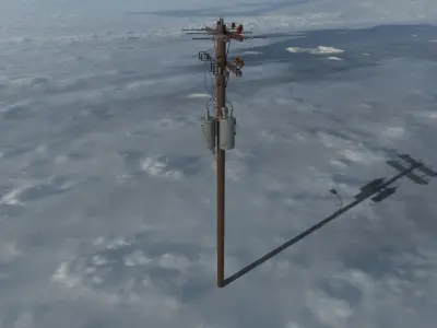 Japanese style electric pole  Low-poly 3D model