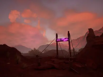 Neon rope bridge Low-poly 3D model