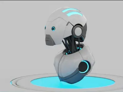 Robotic head  rigged - animated character 3D model