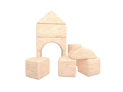 Wooden Block V1 001 Low-poly 3D model