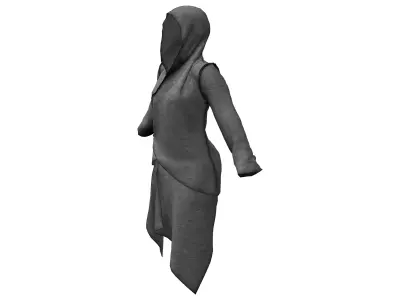 Ladies Asymmetric Cutout Layered Hoodie Low-poly 3D model