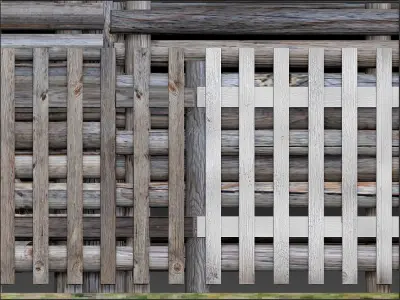 Wooden Fence Low-poly 3D model