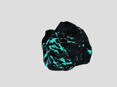 Space Rock Asteroid Glowing Blue Core for Game PBR Free low-poly 3D model