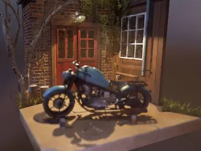 Motorcycle wall corner design Low-poly 3D model