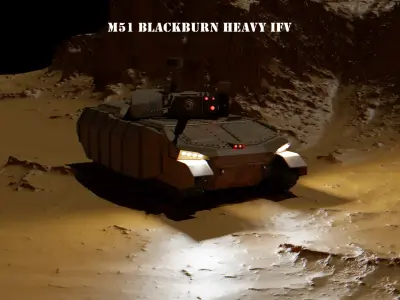 M51 Blackburn Heavy IFV Low Near sci-fi combat tank 3D model