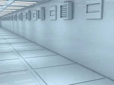 Sci Fi Corridor Low-poly 3D model 7