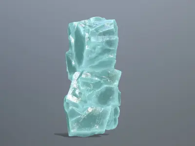 Stone piece of turquoise rock Low-poly 3D model