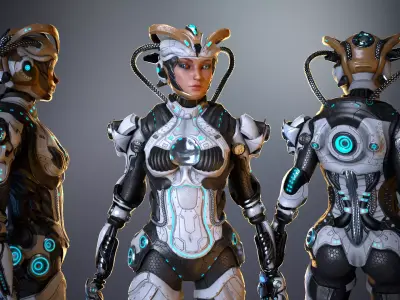 Cyborg cobalt Low-poly 3D model