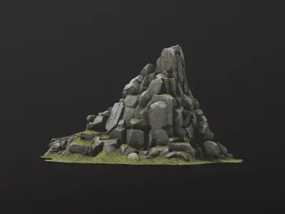 Rock Island mountains 2  Low-poly 3D model