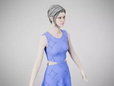 Dress 31 Very Light Blue With Design Low-poly 3D model