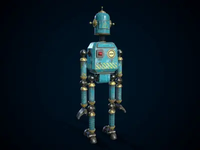 Retro Robot Low-poly 3D model